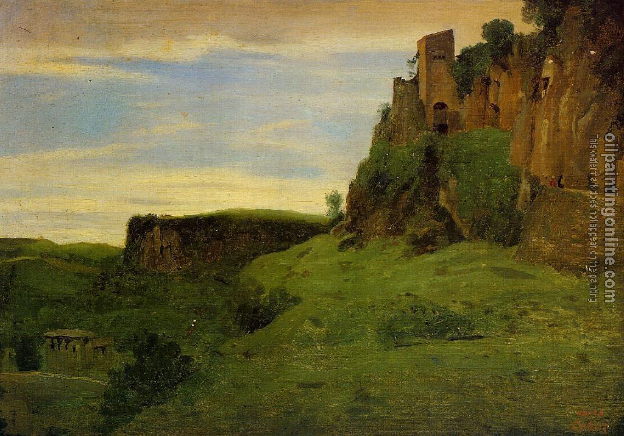 Corot, Jean-Baptiste-Camille - Civita Castelland - Buildings High in the Rocks( La Porta San Salvatore)